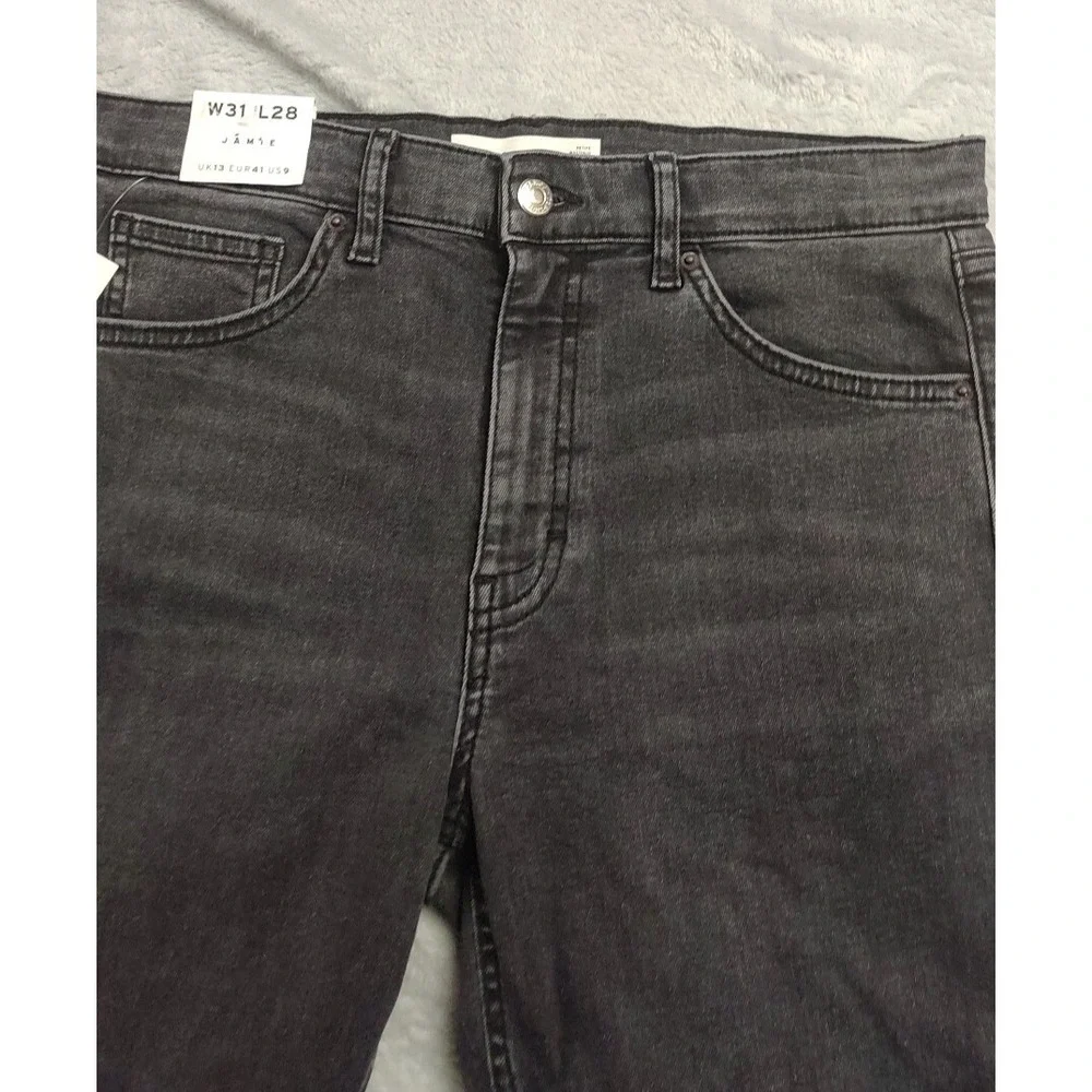 Topshop Jamie Skinny Fit Jeans Womens Size 31 x 28 Dark Gray Stretch Petite